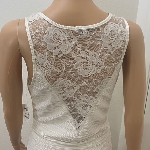 Charlotte Russe Size XL Scoop Neck Cut Out Lace Short Sleeve Dress Side Ruching - Picture 7 of 11